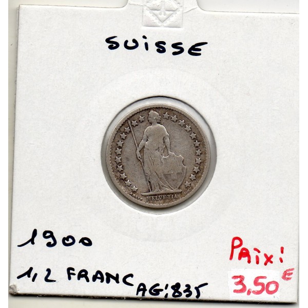 Suisse 1/2 franc 1900 TB, KM 23 pièce de monnaie
