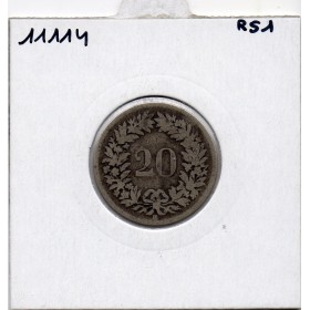 Suisse 20 rappen 1850 TB-, KM 7 pièce de monnaie