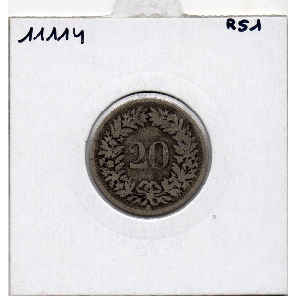 Suisse 20 rappen 1850 TB-, KM 7 pièce de monnaie