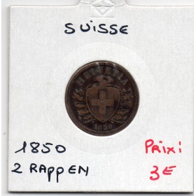 Suisse 2 rappen 1850 TB, KM 4.1 pièce de monnaie