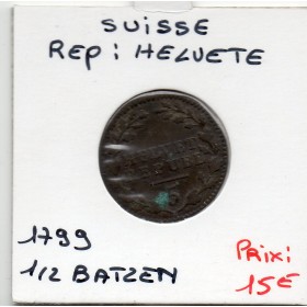 Suisse République Helvète 1/2 batzen 1799 TTB, KM A5 pièce de monnaie