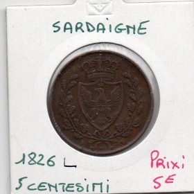 Italie Sardaigne 5 centesimi 1826 L Aigle TTB, KM 127 pièce de monnaie