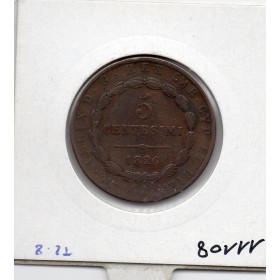 Italie Sardaigne 5 centesimi 1826 L Aigle TTB, KM 127 pièce de monnaie