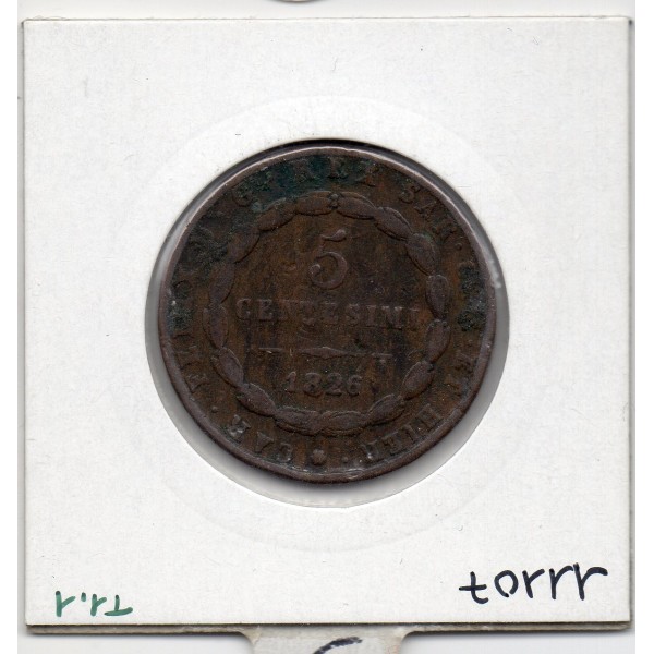 Italie Sardaigne 5 centesimi 1826 L Aigle TTB-, KM 127 pièce de monnaie