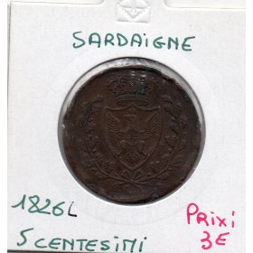 Italie Sardaigne 5 centesimi 1826 L Aigle TB+, KM 127 pièce de monnaie