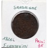 Italie Sardaigne 5 centesimi 1826 L Aigle TB+, KM 127 pièce de monnaie