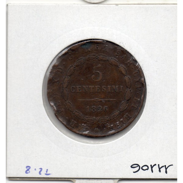 Italie Sardaigne 5 centesimi 1826 L Aigle TB+, KM 127 pièce de monnaie