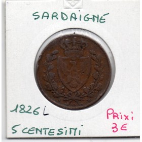 Italie Sardaigne 5 centesimi 1826 L Aigle TB+, KM 127 pièce de monnaie