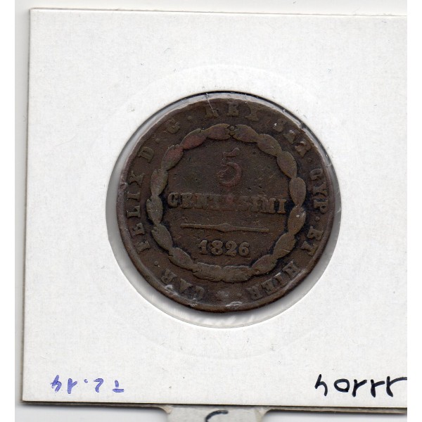 Italie Sardaigne 5 centesimi 1826 L Aigle TB+, KM 127 pièce de monnaie
