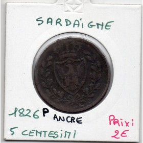 Italie Sardaigne 5 centesimi 1826 P Ancre TB, KM 127 pièce de monnaie