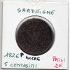 Italie Sardaigne 5 centesimi 1826 P Ancre TB, KM 127 pièce de monnaie