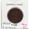 Italie Sardaigne 5 centesimi 1826 P Ancre TB, KM 127 pièce de monnaie