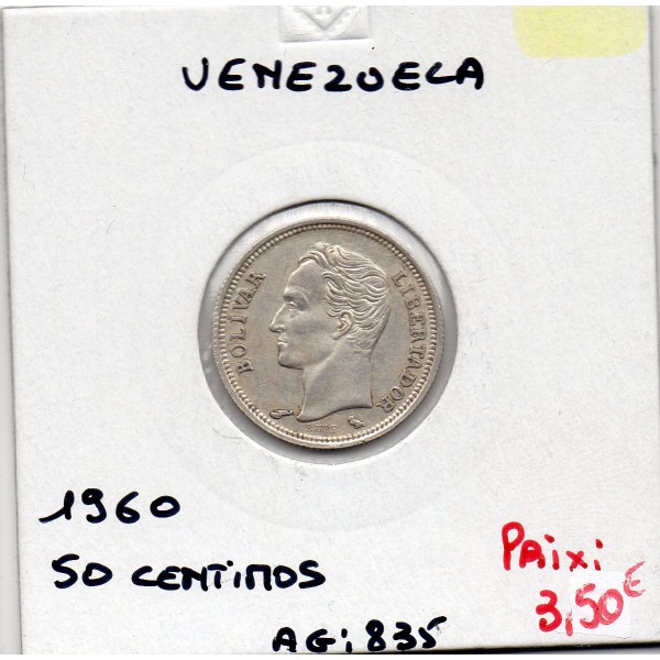 Venezuela 50 centimos 1960 Sup, KM Y36a pièce de monnaie