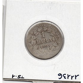Vatican Pius ou Pie IX 1 lire 1867 an XXI B, KM 1378 pièce de monnaie