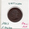 Vatican Pius ou Pie IX 1 Soldo 1867 TTB+, KM 1372.2 pièce de monnaie