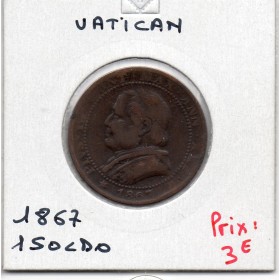 Vatican Pius ou Pie IX 1 Soldo 1867 TB, KM 1372.2 pièce de monnaie