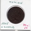 Tunisie 2 kharub 1281 AH - 1865 Sup, KM 156 pièce de monnaie