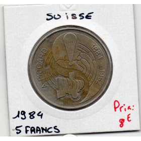 Suisse 5 francs 1984 TTB, KM 63 pièce de monnaie