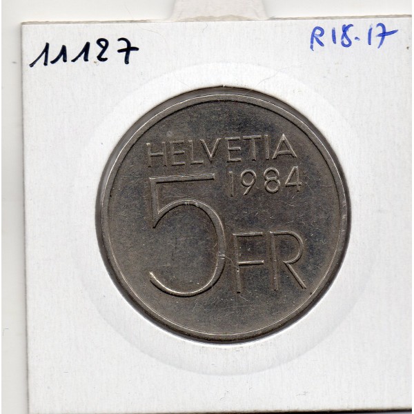 Suisse 5 francs 1984 TTB, KM 63 pièce de monnaie