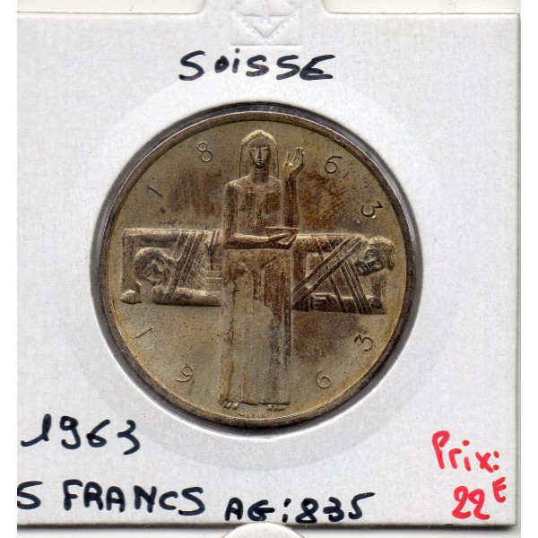 Suisse 5 francs 1963B, Sup, KM 51 pièce de monnaie
