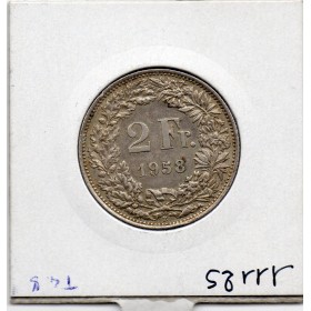 Suisse 2 francs 1958 Sup, KM 21 pièce de monnaie
