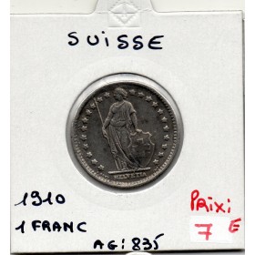 Suisse 1 franc 1910 TTB+, KM 24 pièce de monnaie