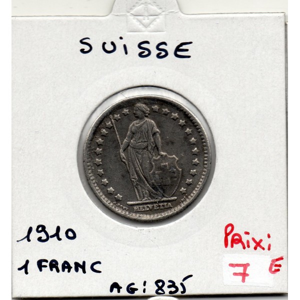Suisse 1 franc 1910 TTB+, KM 24 pièce de monnaie