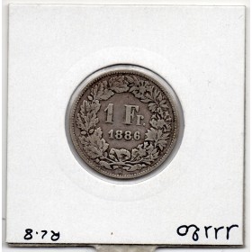 Suisse 1 franc 1886 B, KM 24 pièce de monnaie