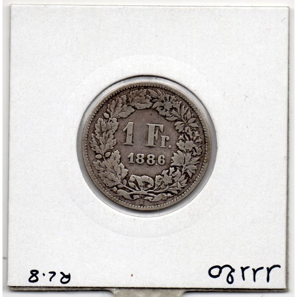 Suisse 1 franc 1886 B, KM 24 pièce de monnaie
