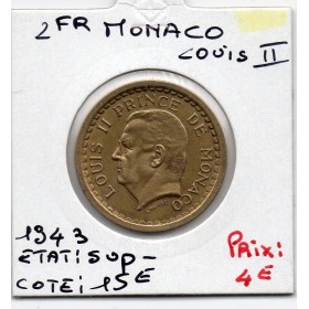 Monaco Louis II 2 francs 1943 Sup-, Gad 134 pièce de monnaie
