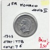 Monaco Louis II 1 franc 1943 TTB, Gad 131 pièce de monnaie
