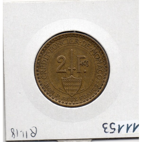 Monaco crédit Foncier 2 francs 1926 TTB, Gad 130 pièce de monnaie