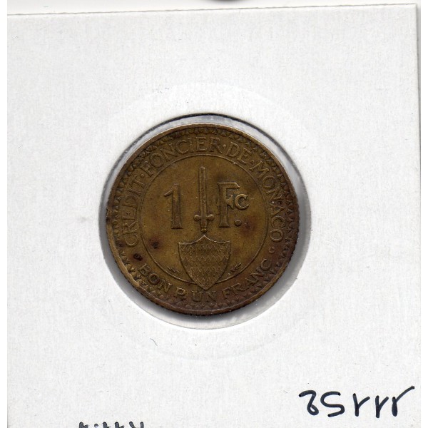 Monaco crédit Foncier 1 franc 1926 TTB, Gad 128 pièce de monnaie