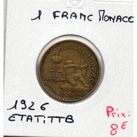 Monaco crédit Foncier 1 franc 1926 TTB, Gad 128 pièce de monnaie