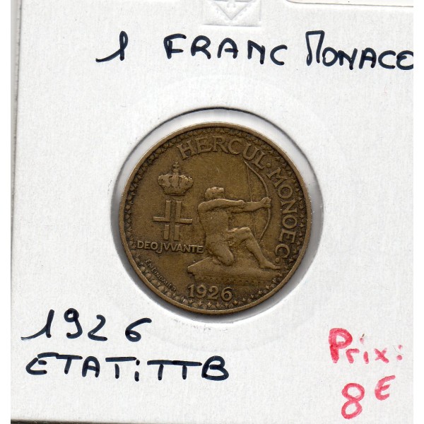 Monaco crédit Foncier 1 franc 1926 TTB, Gad 128 pièce de monnaie