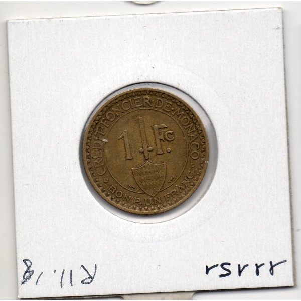 Monaco crédit Foncier 1 franc 1926 TTB, Gad 128 pièce de monnaie