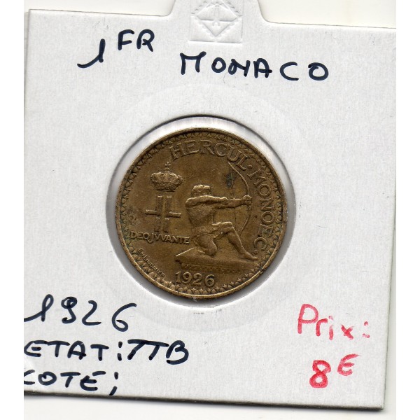 Monaco crédit Foncier 1 franc 1926 TTB, Gad 128 pièce de monnaie