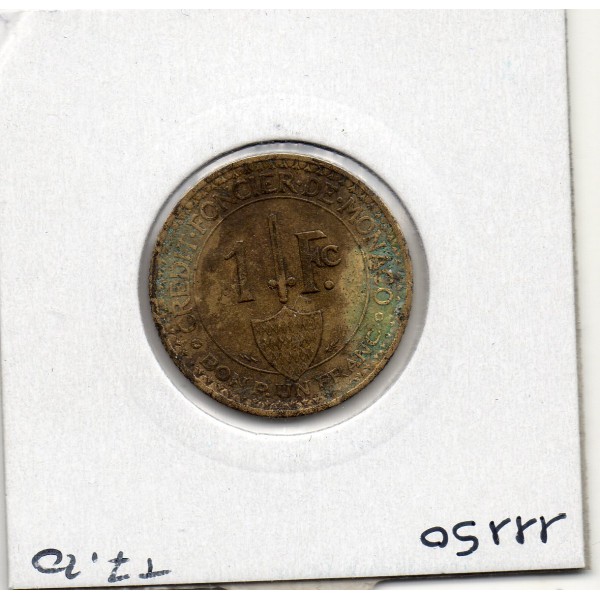 Monaco crédit Foncier 1 franc 1926 TTB, Gad 128 pièce de monnaie