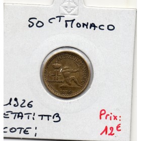 Monaco crédit Foncier 50 centimes 1926 TTB, Gad 126 pièce de monnaie