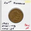 Monaco Rainier III 20 centimes 1962 TTB, Gad 147 pièce de monnaie