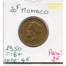 Monaco Rainier III 20 francs 1950 TTB, Gad 140 pièce de monnaie