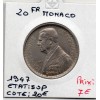 Monaco Louis II 20 francs 1947 Sup, Gad 137 pièce de monnaie