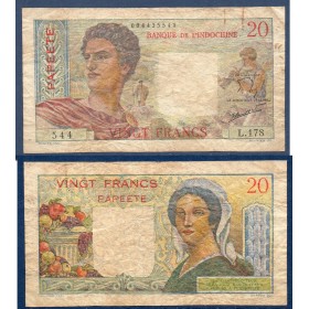 Tahiti P.21c, TB- Billet de 20 Francs 1963 joeur de flute