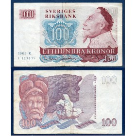 Suède P.54a, TTB- Billet de 100 Kronor 1965-1970