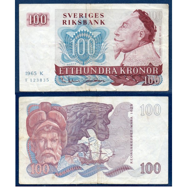 Suède P.54a, TTB- Billet de 100 Kronor 1965-1970