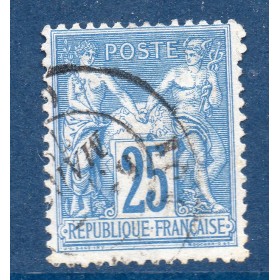 Timbre France Yvert No 79 Type II Sage 25c bleu Oblitéré