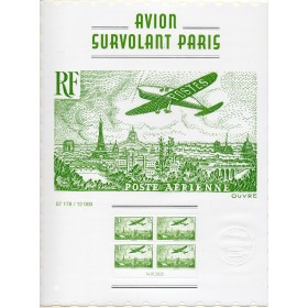 Affiche Timbre France Poste Aérienne AFF98A Avion survolant Paris