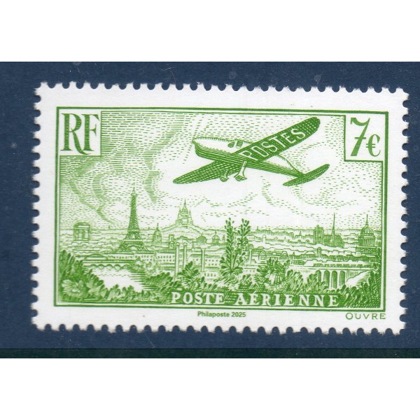 Timbre France Poste Aérienne 98A Avion survolant Paris