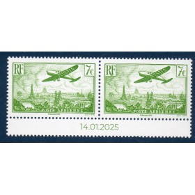 Timbre France Poste Aérienne Paire 98A Avion survolant Paris