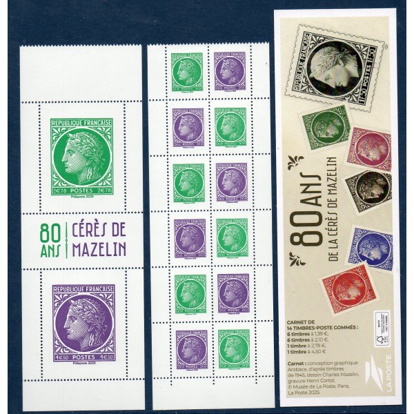 Carnet Yvert 1536 à composition variable 2025 80 ans Cérès de Mazelin Neuf